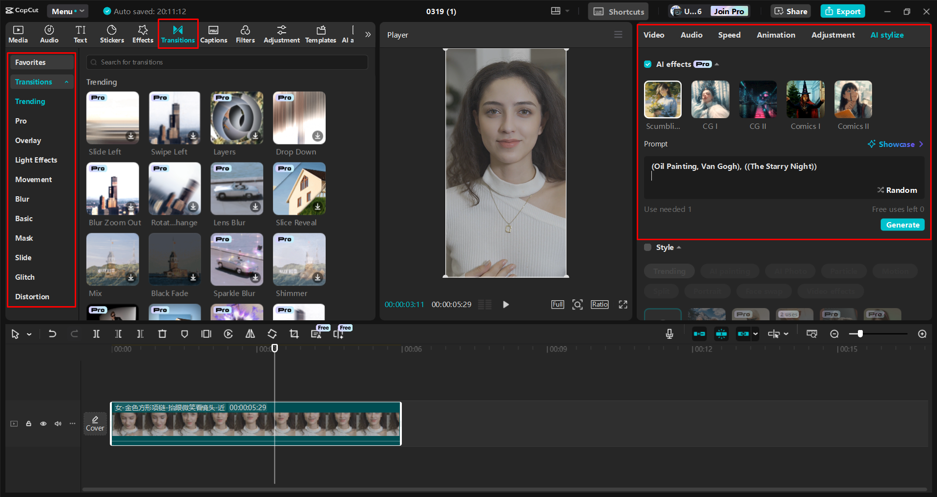CapCut masaüstü video düzenleyicisinde bir YouTube Kısa düzenleme