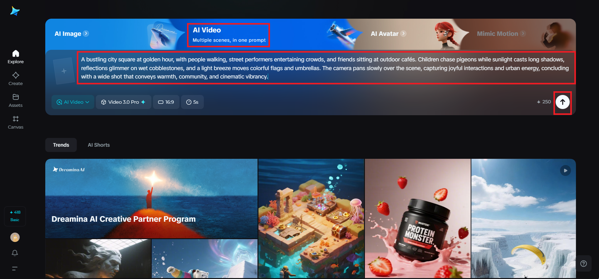 Gerador de texto para vídeo na Dreamina
