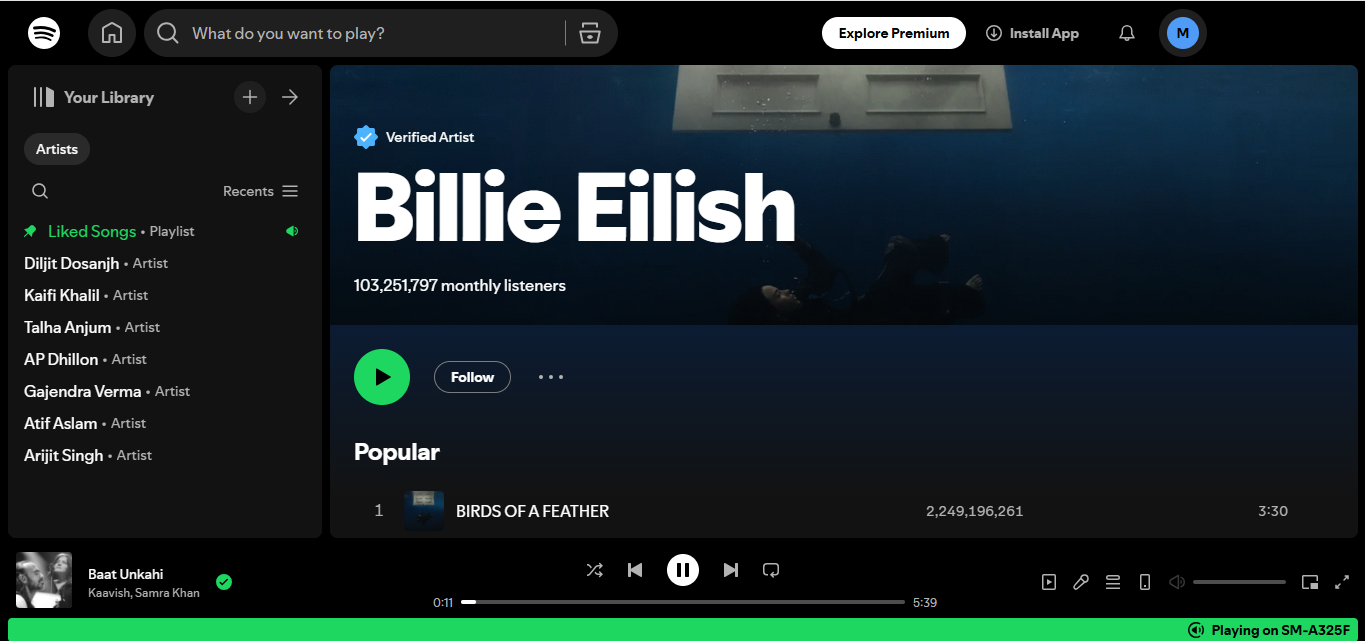 Billie Eilish - l'artiste la plus écoutée sur Spotify de tous les temps