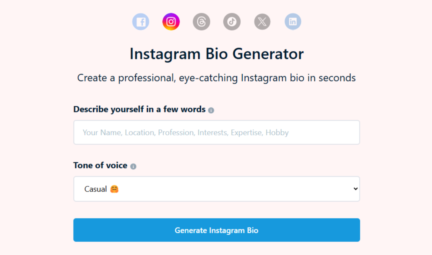 Sebutkan - penjana bio Instagram bergaya yang mudah digunakan