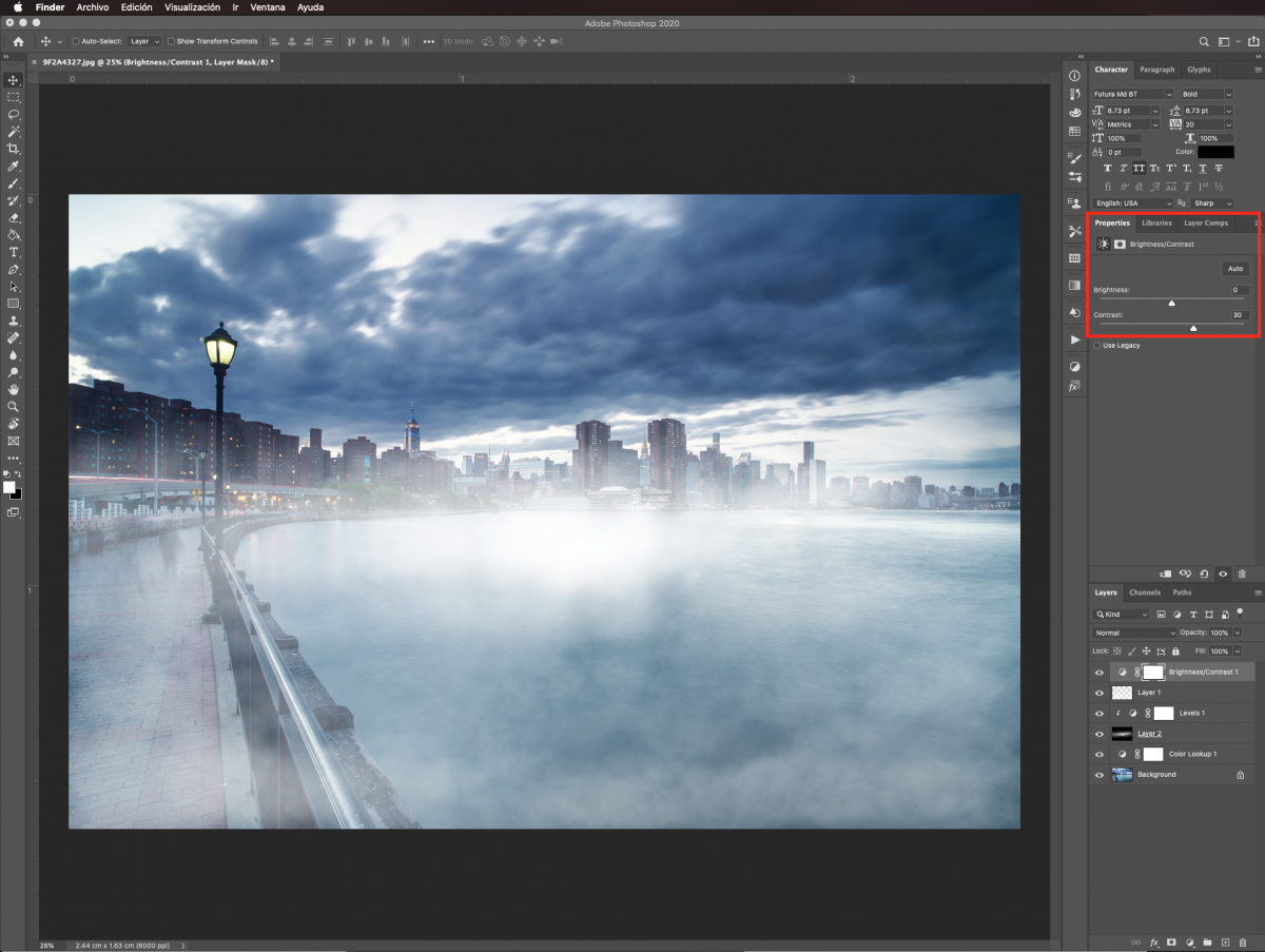 Increase contrast to 30