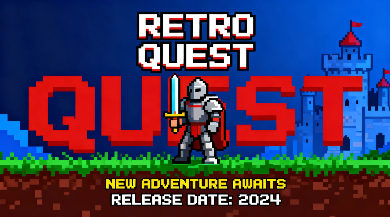 Retro 8-bit pixel art gaming banner