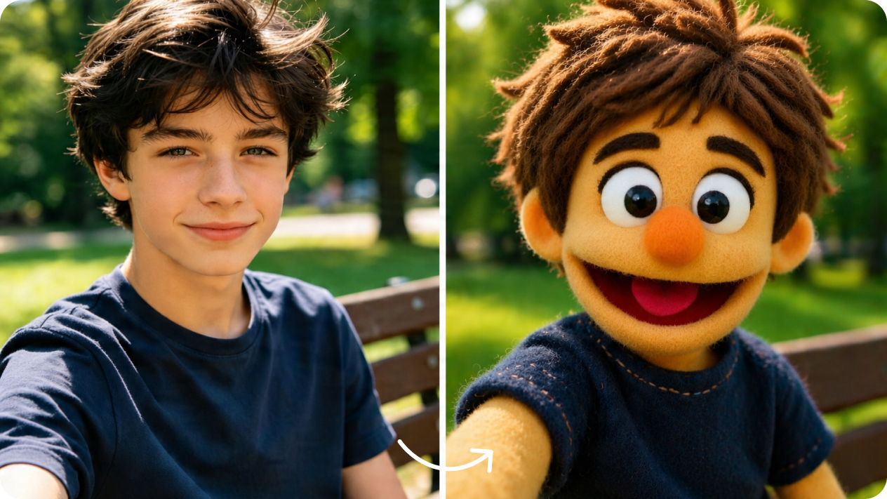 Turn your photo into a muppet character with image-to-image
