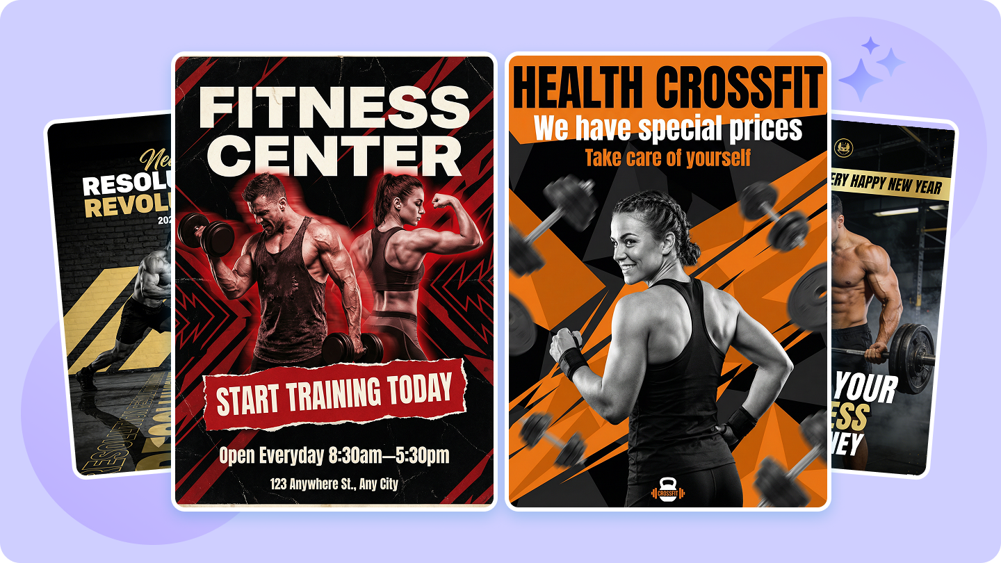 Fitness-Plakatdesign: Erstellen Sie auffällige Fitnessstudio- und Gesundheitsplakate