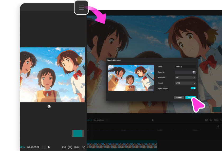 Exportarea și descărcarea imaginilor anime din generatorul de imagini anime din CapCut