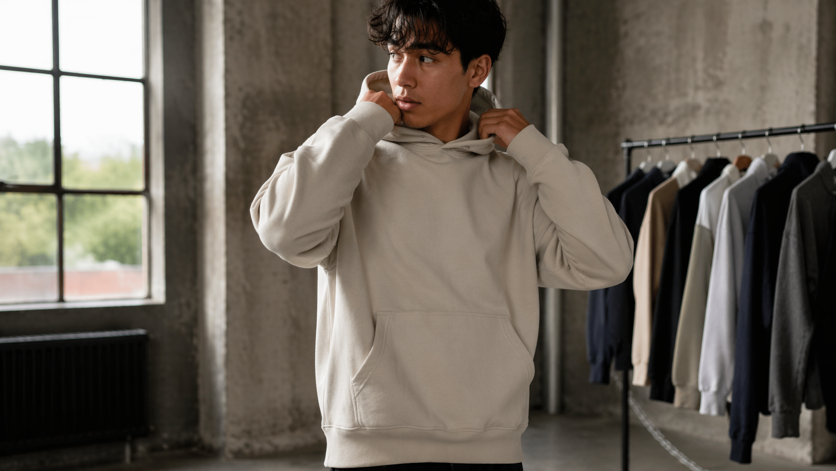 Hoodie virtual Dreamina mencoba pratinjau pahlawan