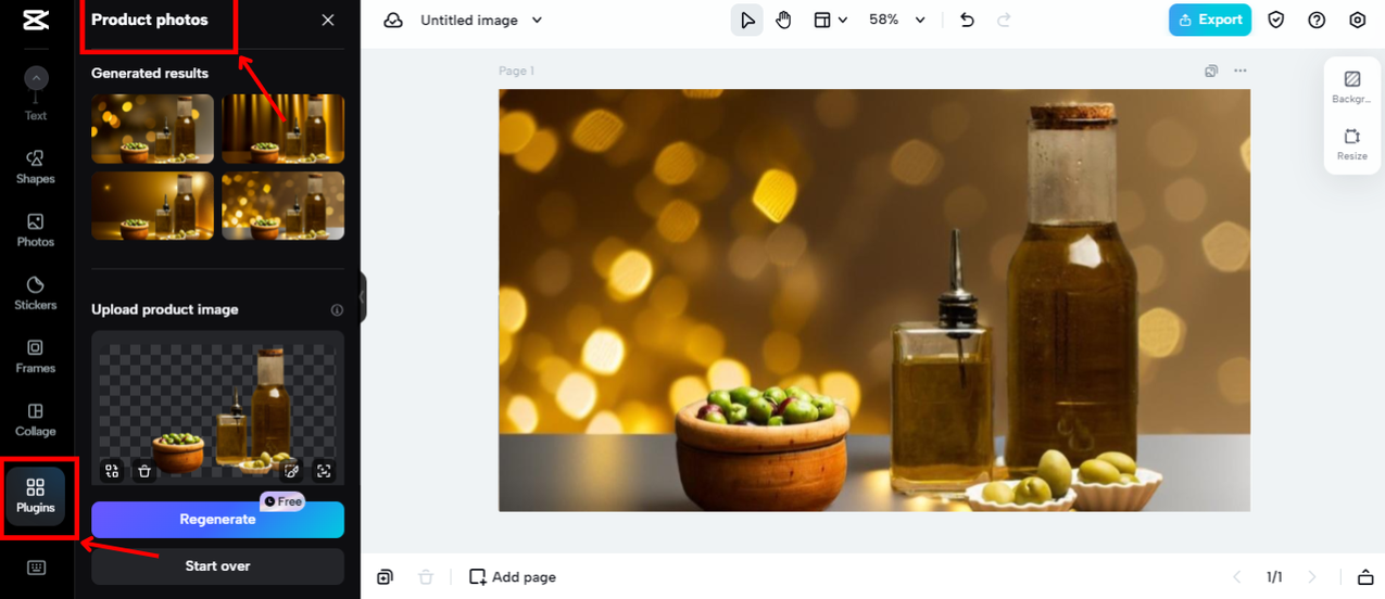 AI-generated background for products  