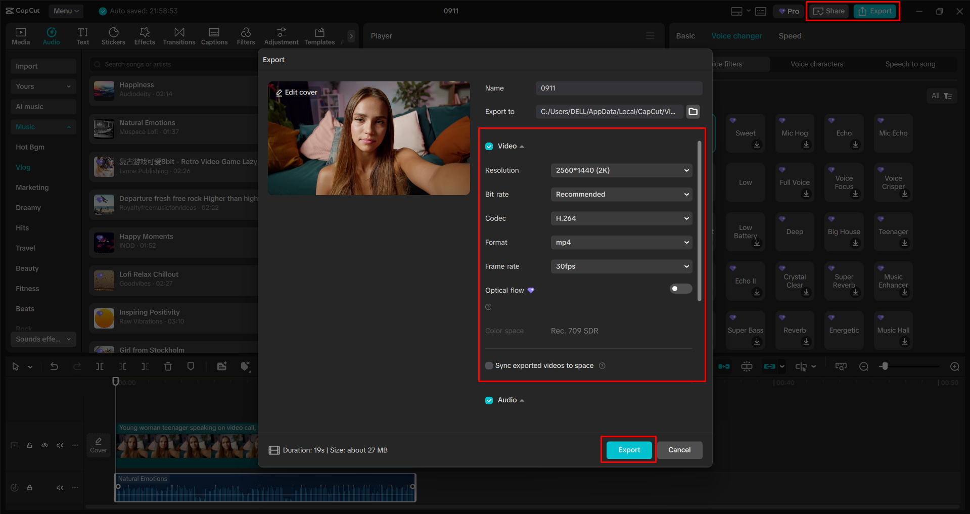 Exportieren eines Videos aus dem CapCut Desktop-Video-Editor