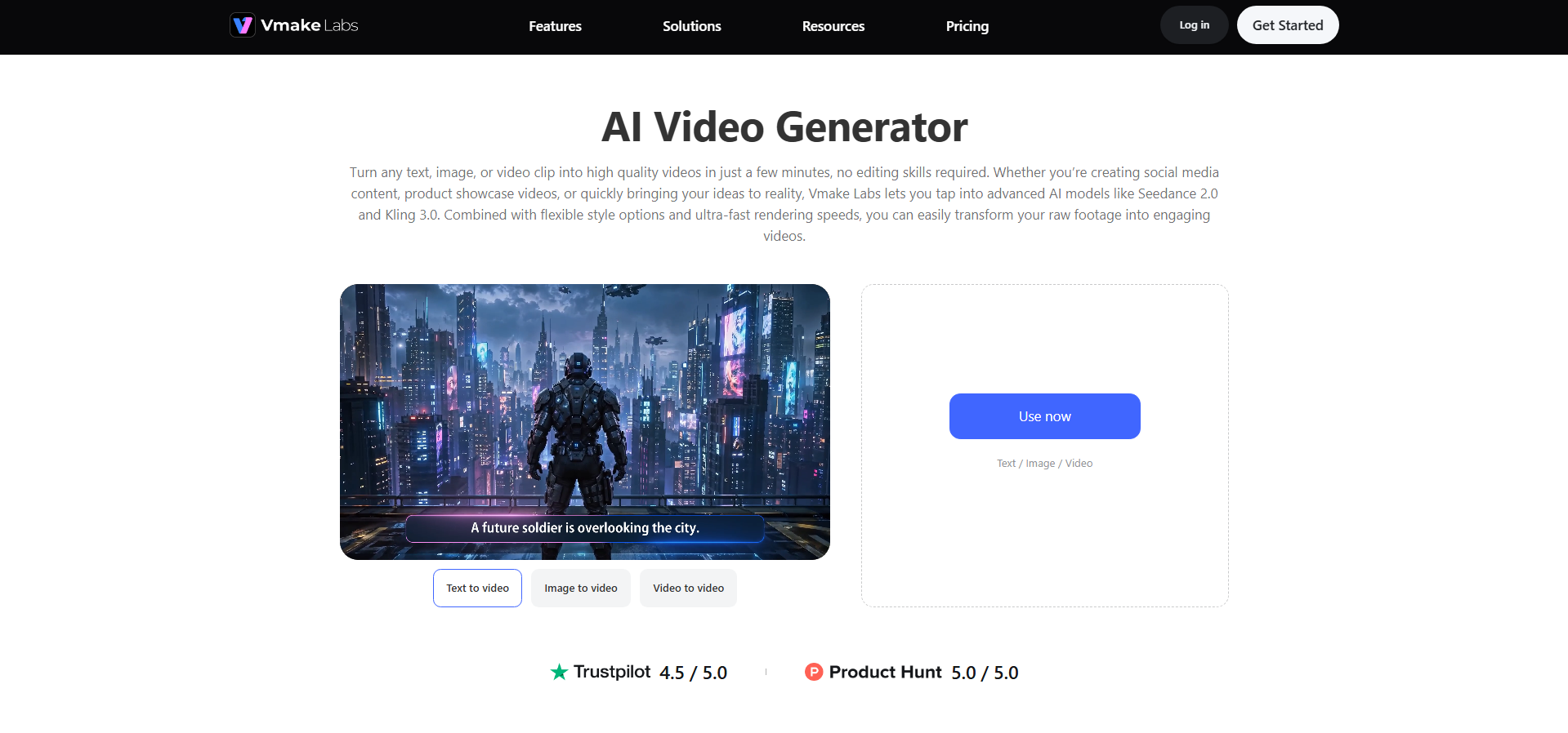 Vmake Labs AI video generator interface