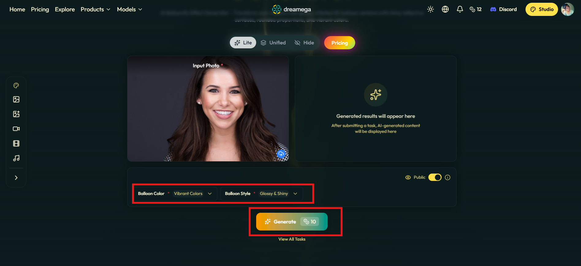 Adjust settings and generate