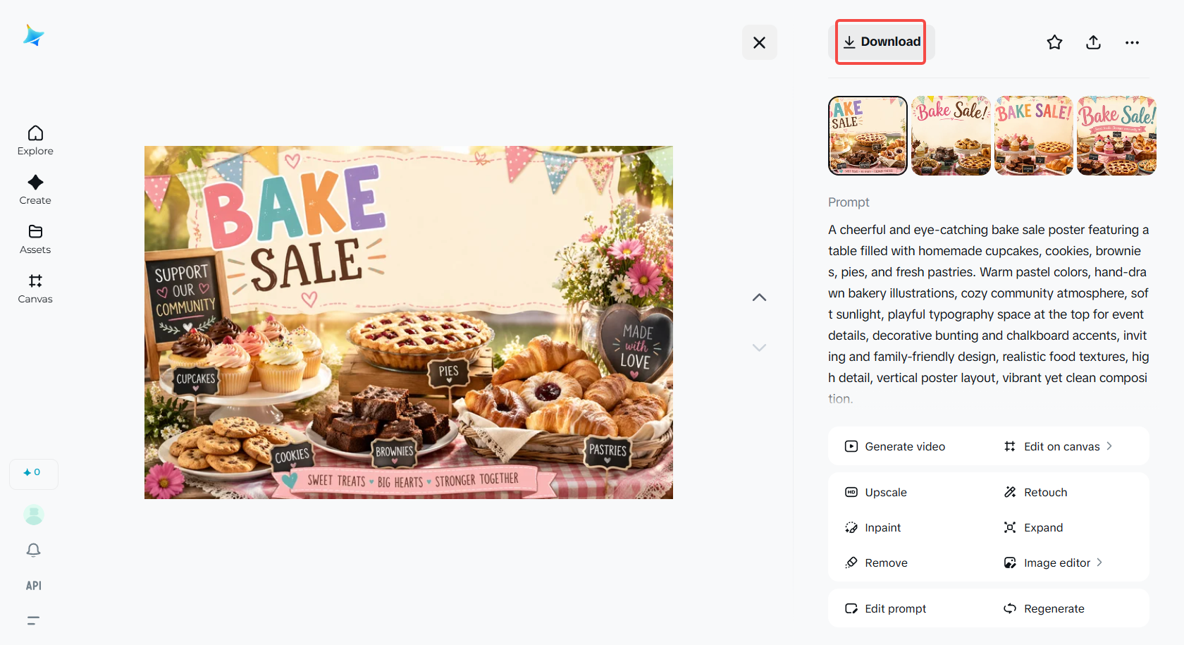 Downloading the photo in Dreamina
