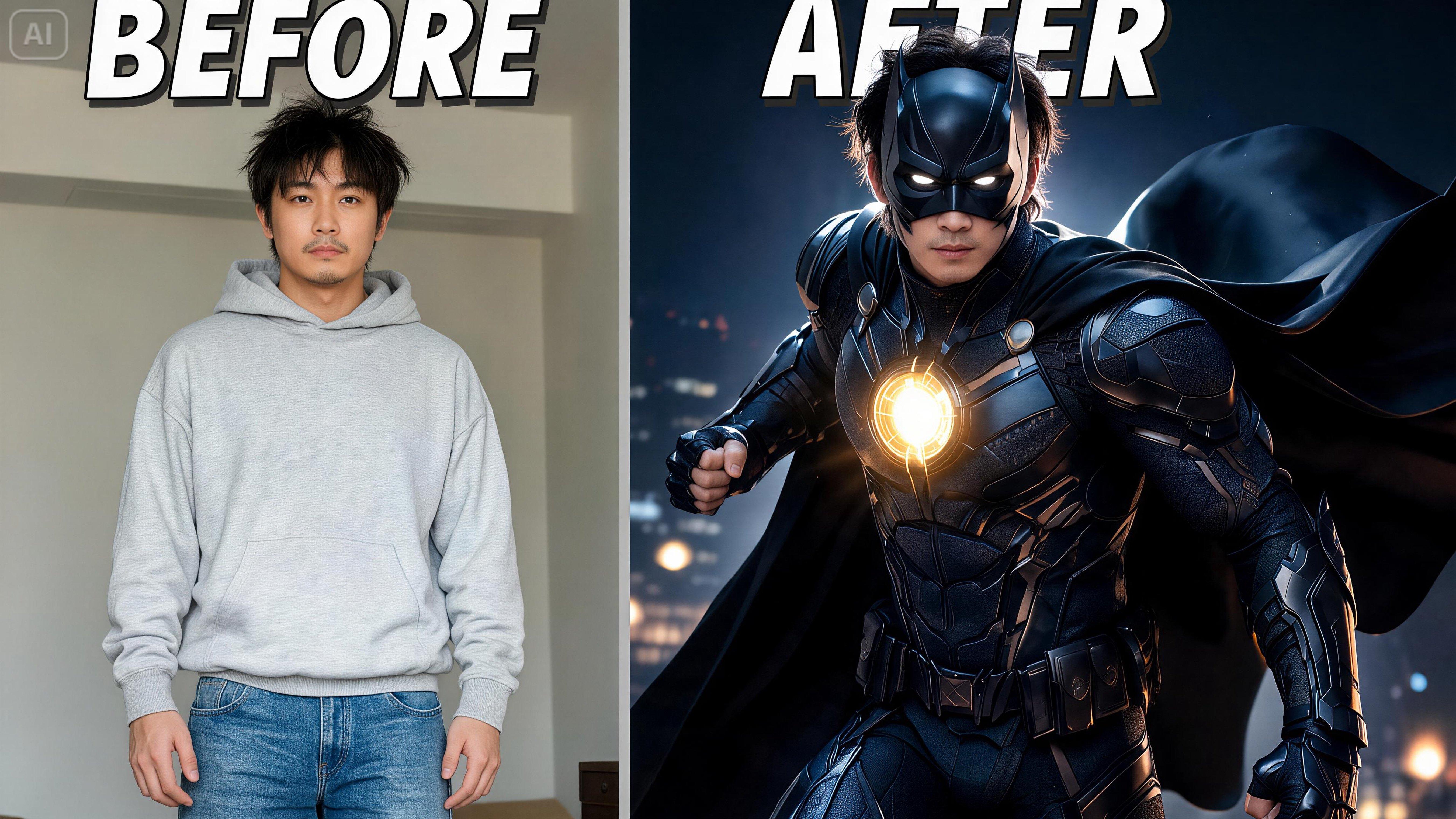 Süper kahraman cosplay dönüşüm portre
