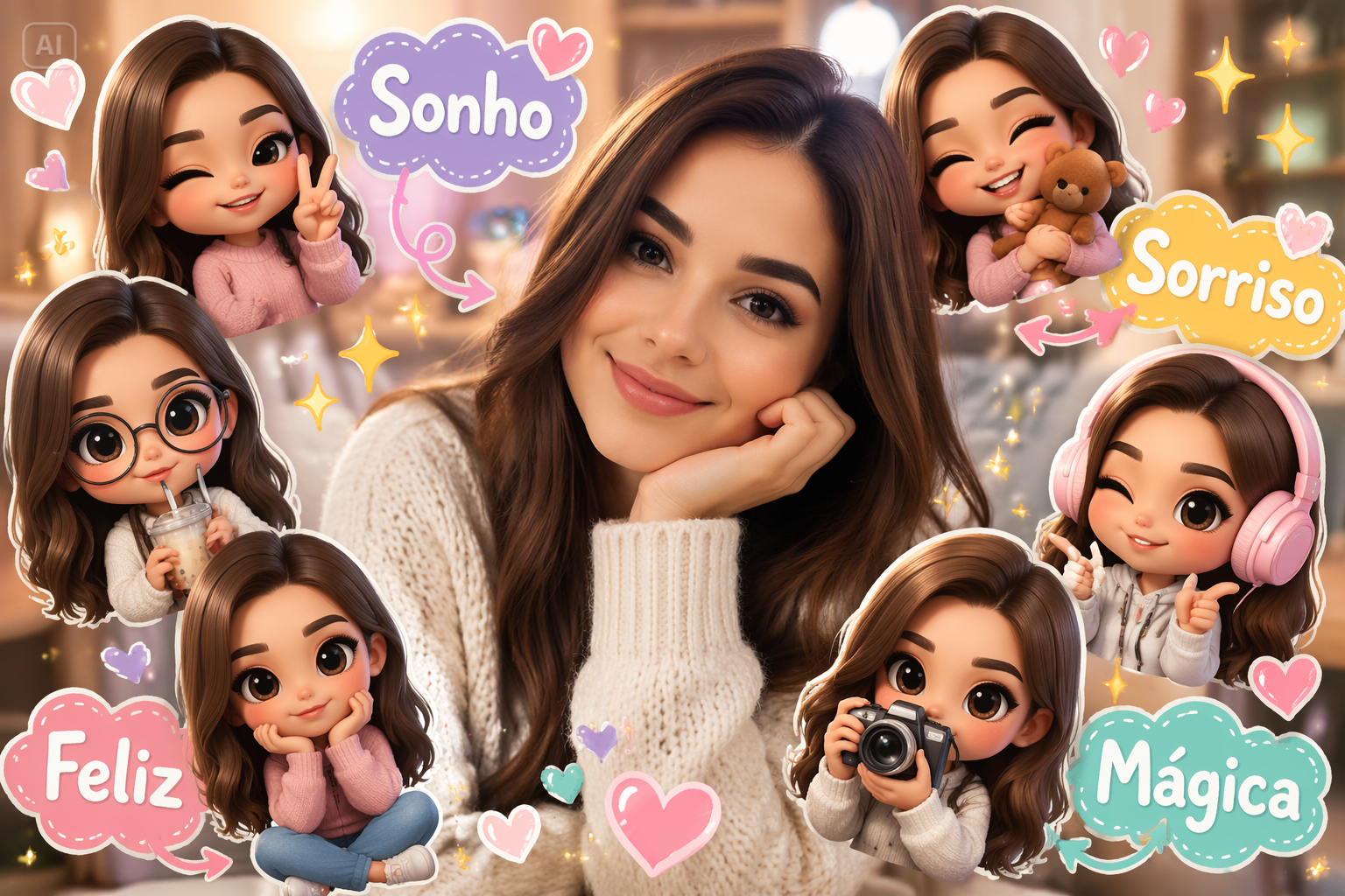 Chibi Cartoon Style AI Photo Editing Prompts imagine de fundal