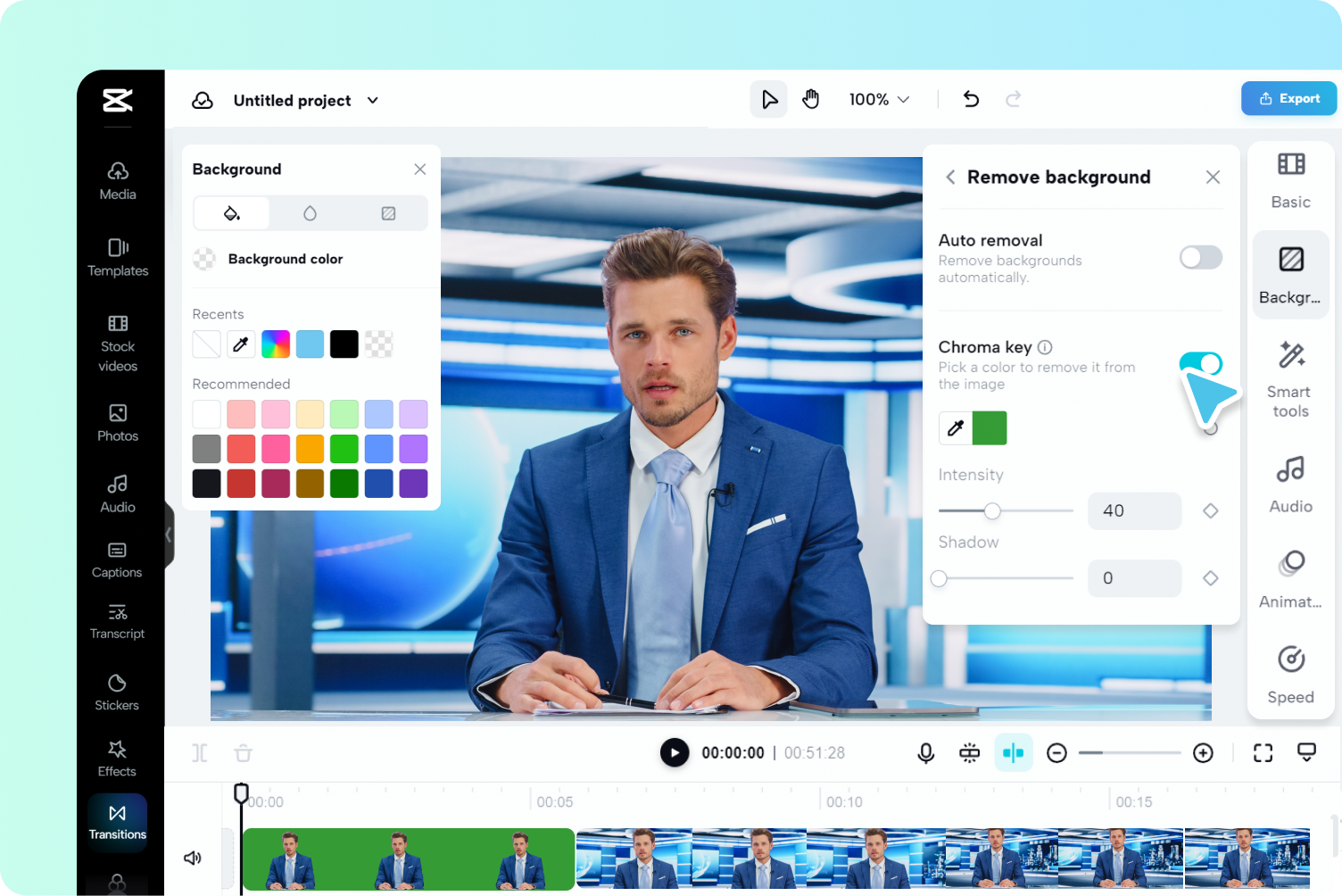 Steg 2: Ta bort BG med chroma nyckel online