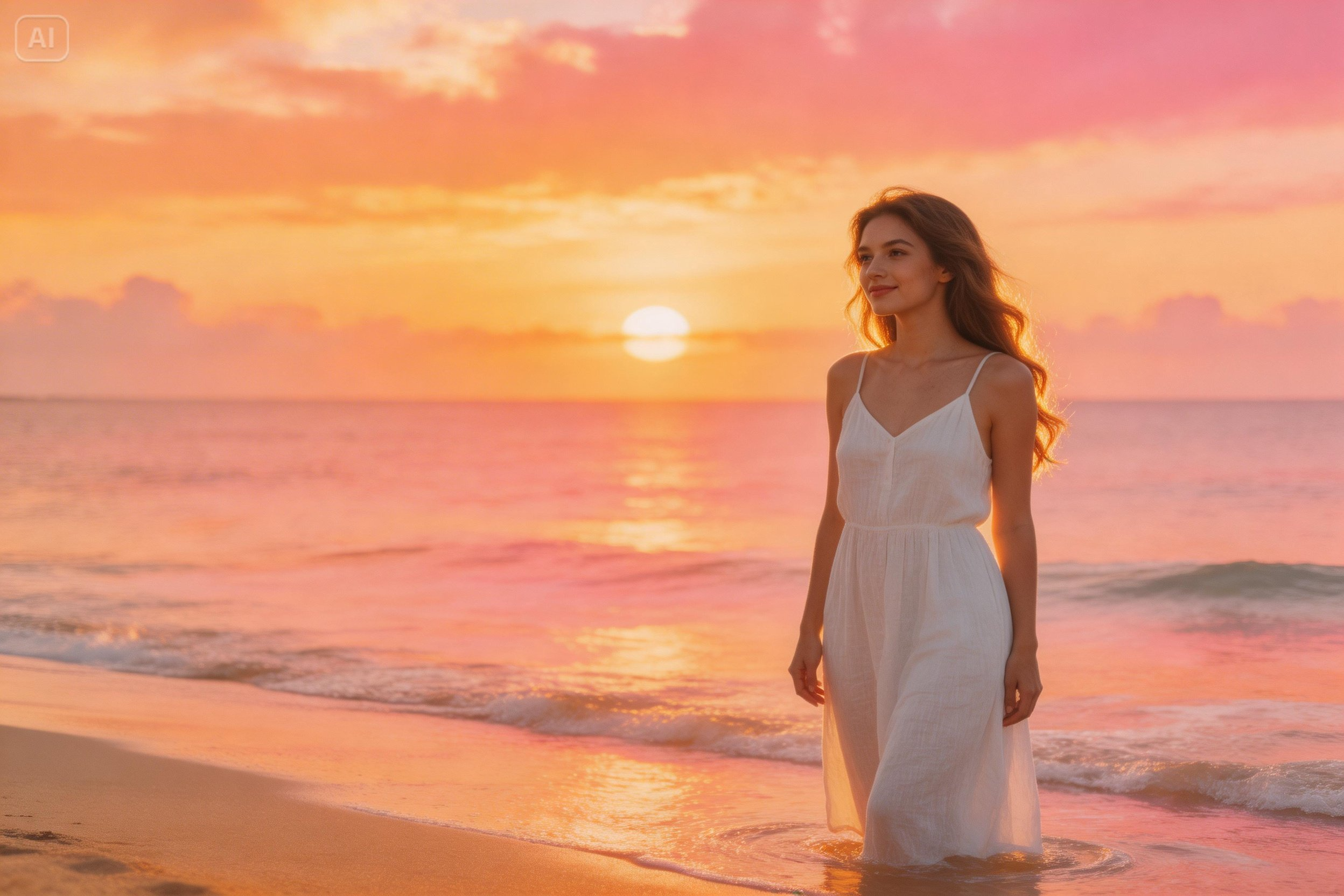Invite pour la photo du coucher du soleil sur la plage de Gemini ai