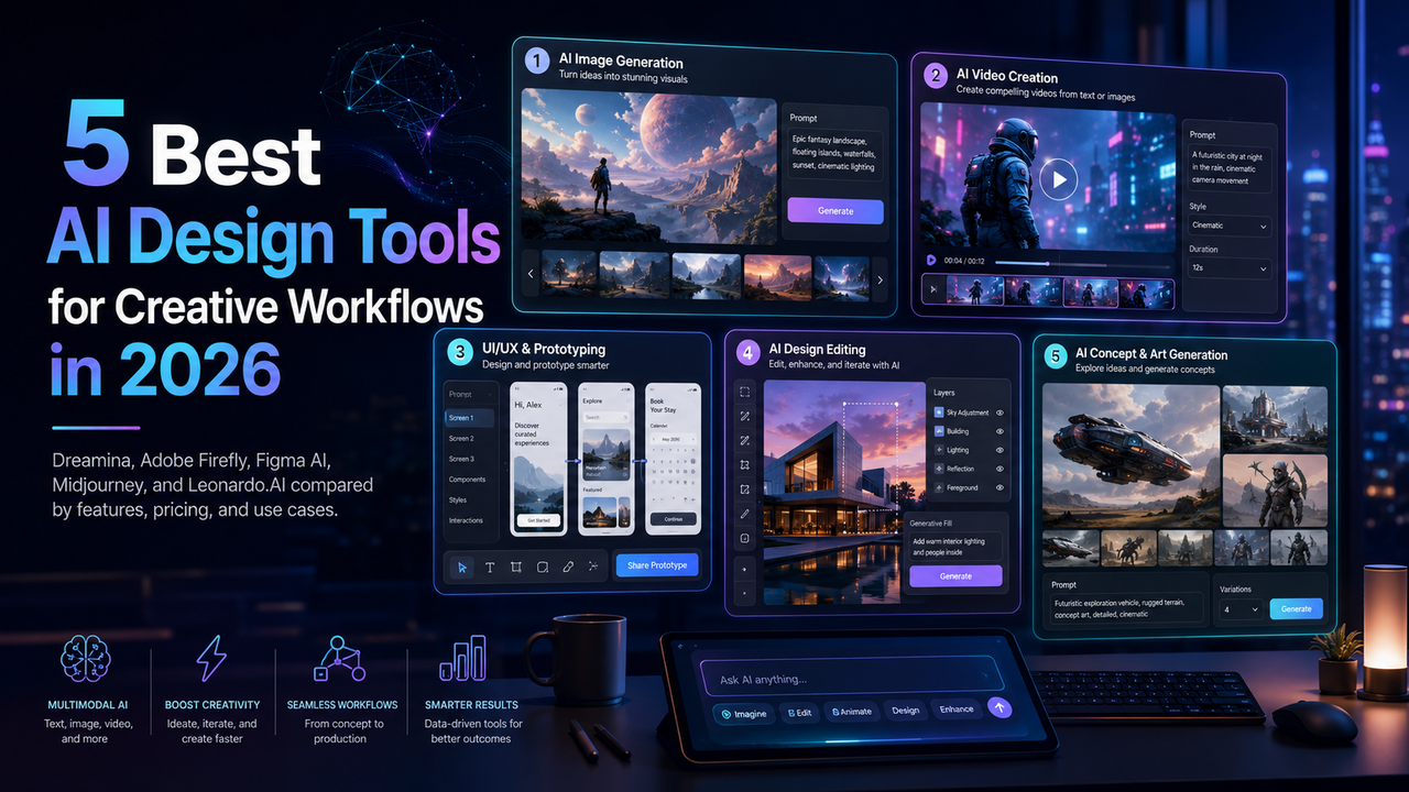 5 mejores herramientas de diseño de IA para flujos de trabajo creativos en 2026
