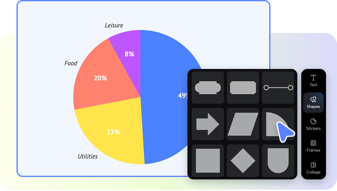 Pas uw cirkeldiagram aan met gratis grafische vormen