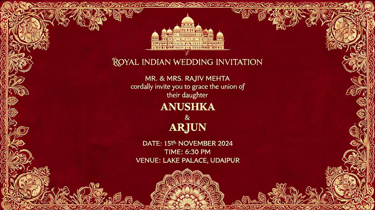 Royal Indian wedding invitations visual