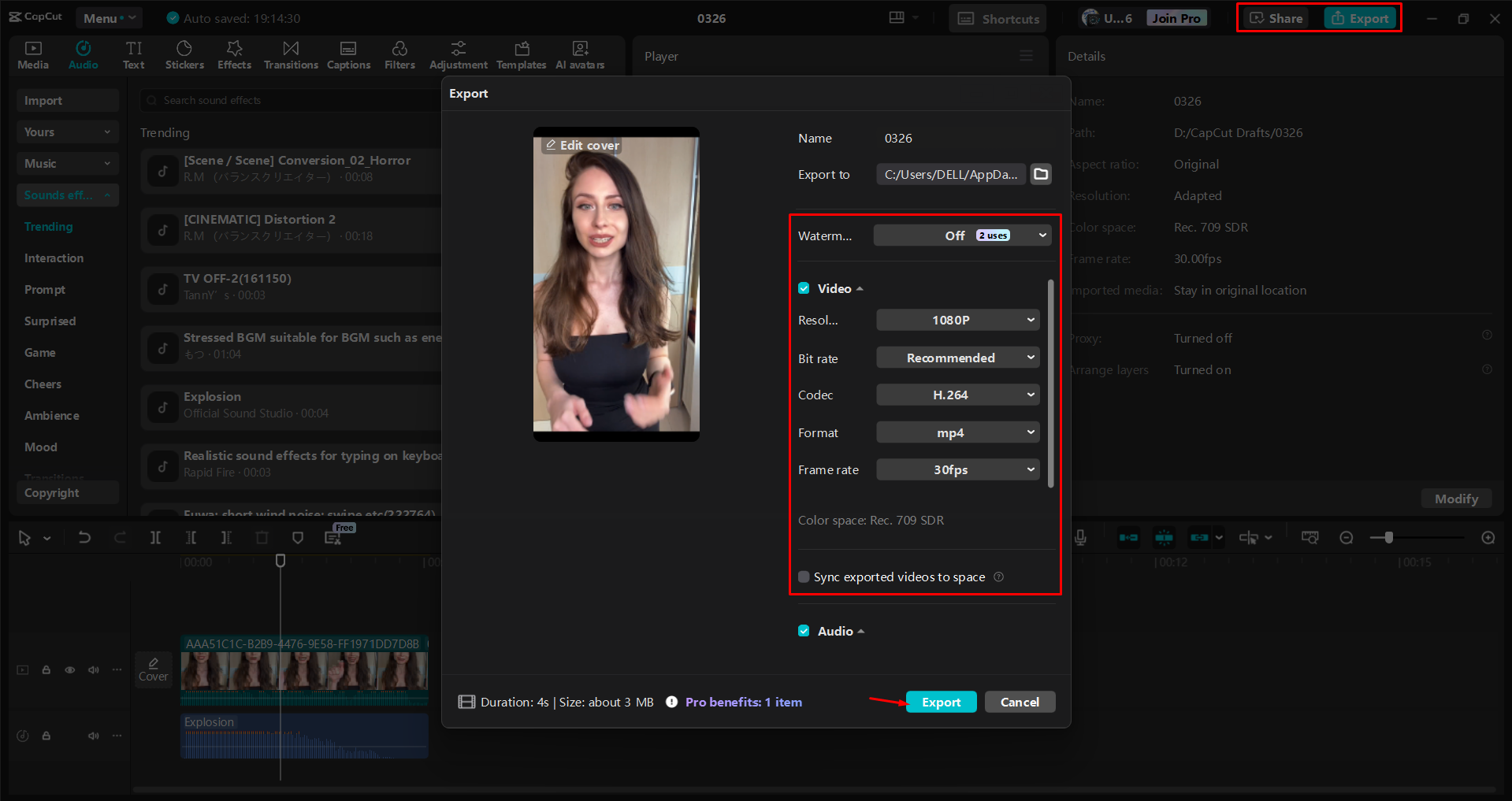 Exporter une vidéo à partir de l' CapCut éditeur vidéo de bureau