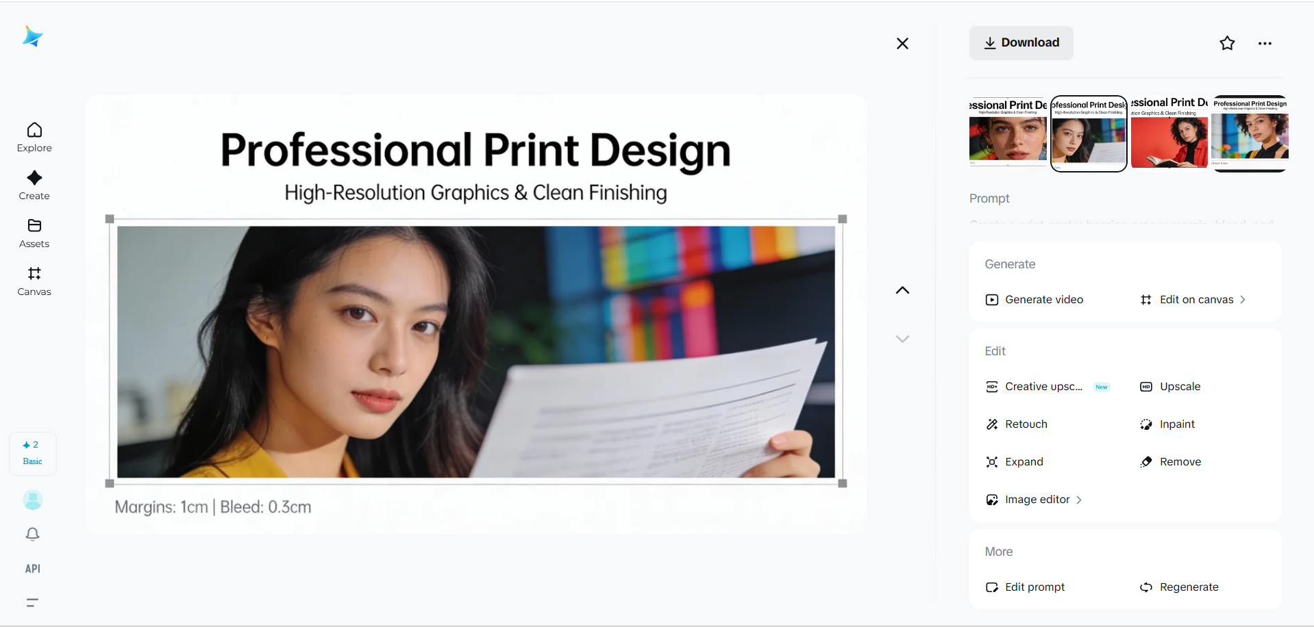 Print poster bearing proper margin, and high resolution graphics