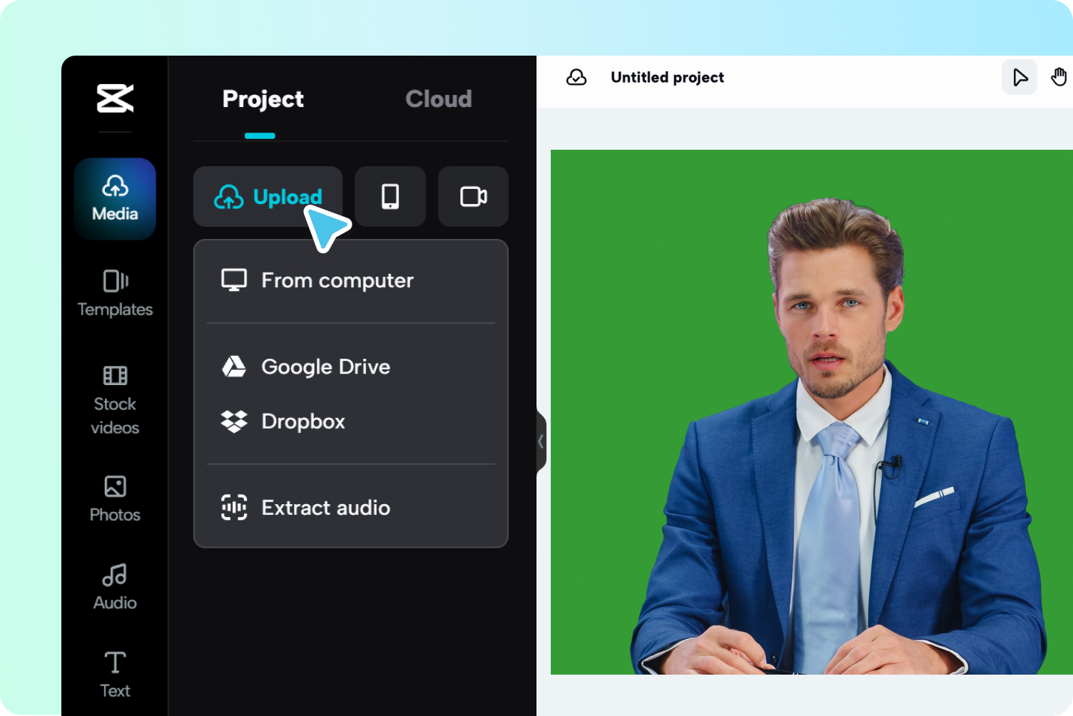 Завантажити відео в редактор відео chroma key
