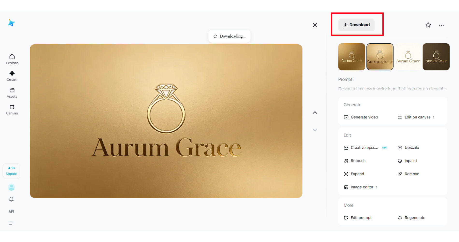 Download your jewelry logo design on Dreamina