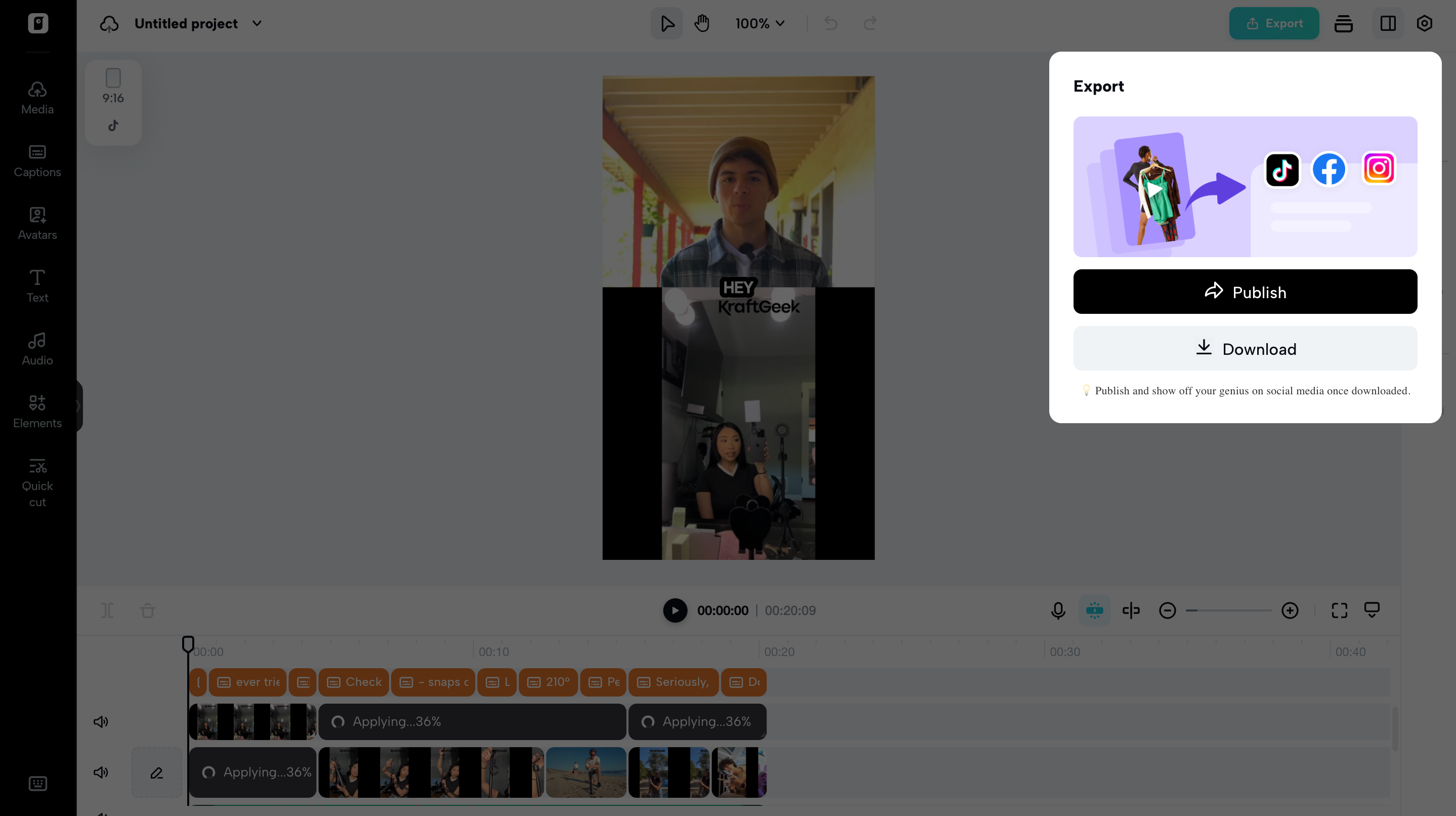 Export videos from Pippit