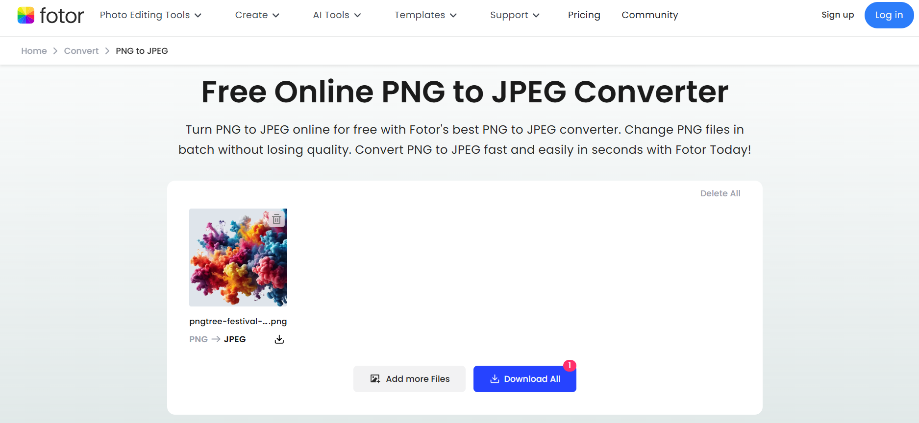 change a PNG to a JPEG witFotor