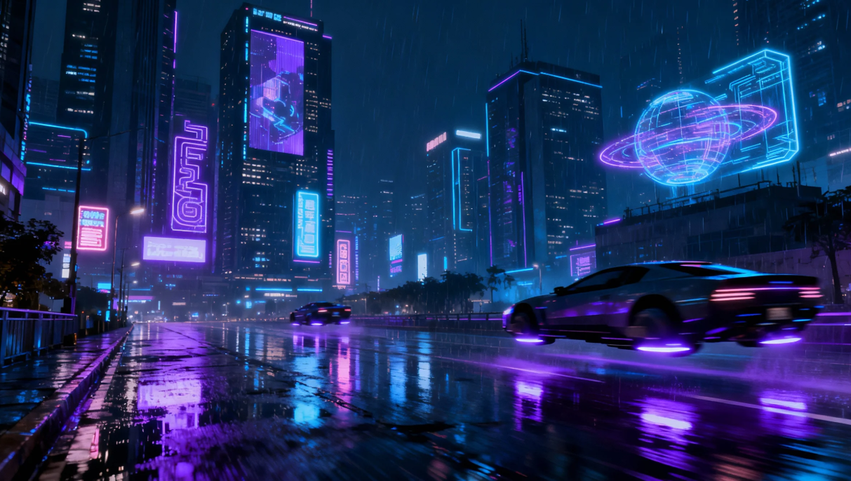 Jalan kota Cyberpunk