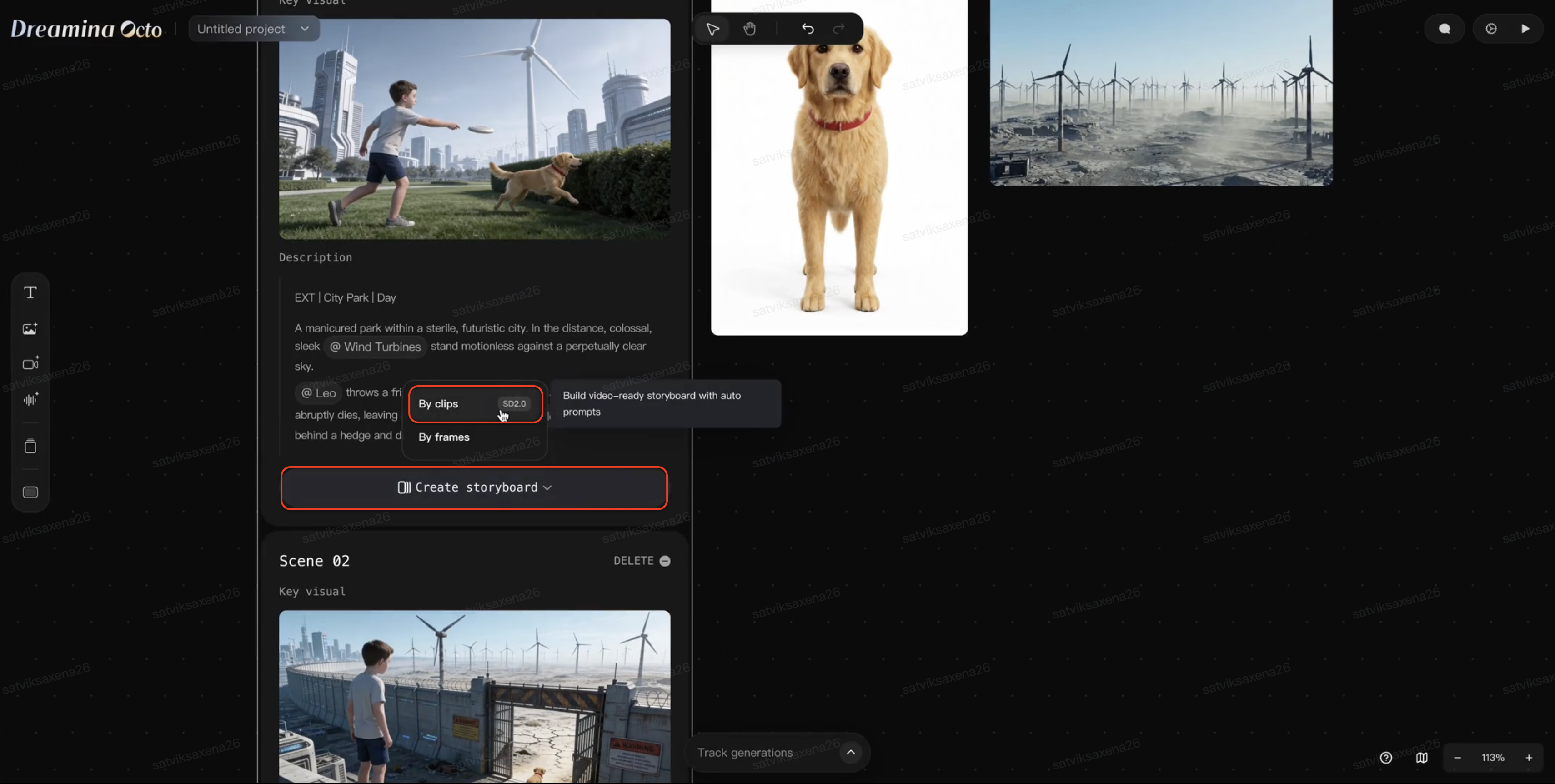 Costruisci una sequenza di storyboard AI coesiva