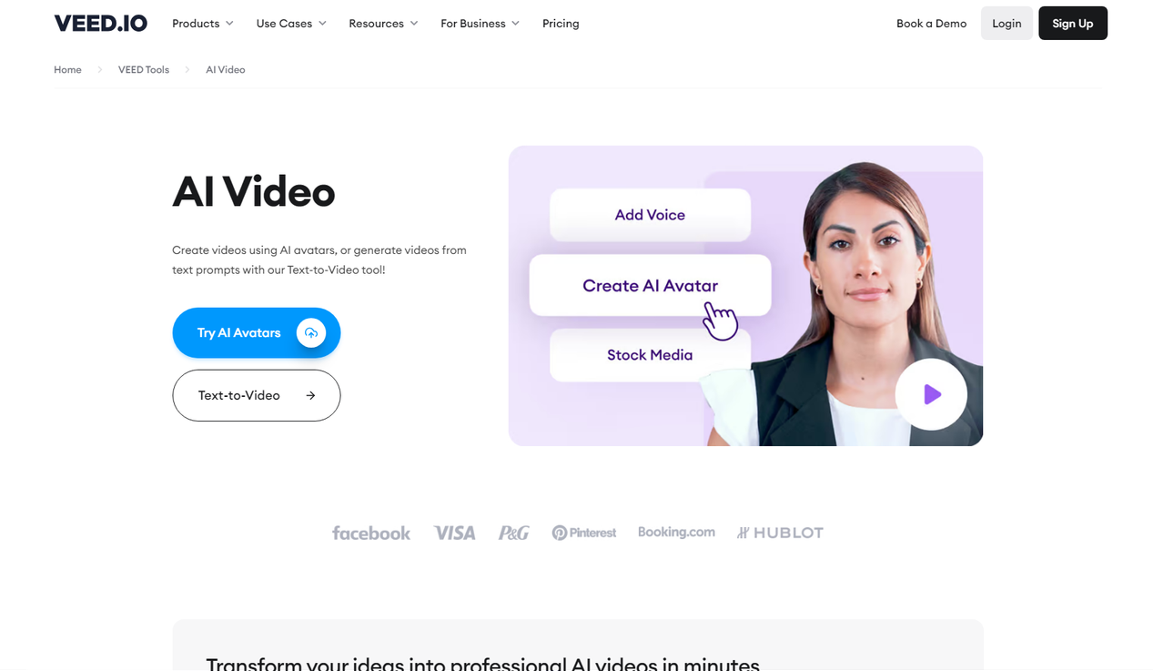 Cara menghasilkan avatar AI dengan platform VEED.IO