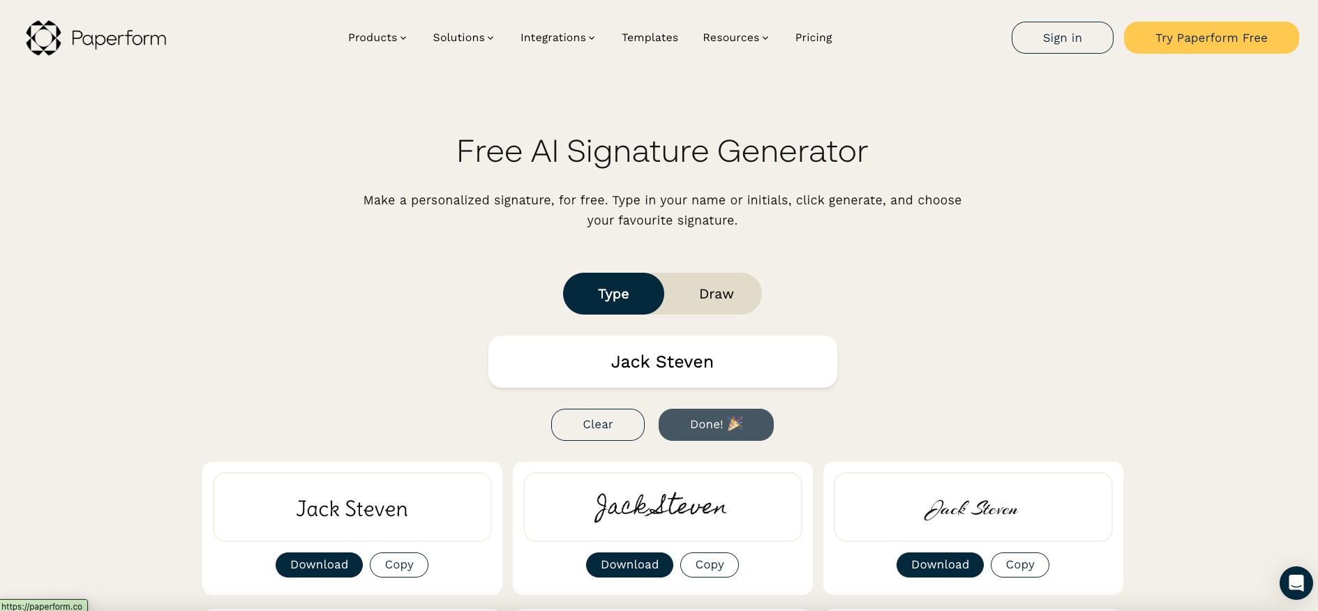 Générateur de signature en ligne basé sur le nom