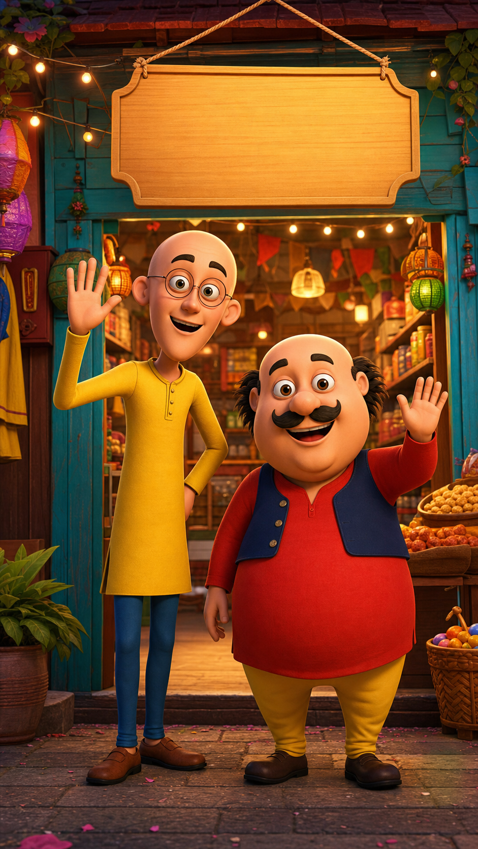 Motu Patlu Funny Shop Promosi AI Video Prompt mobile hero