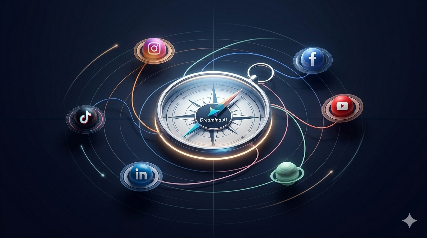 Dreamina AI generiert Social-Media-Branding-Visuals mit markenkonsistenten Farben, wiederverwendbaren Vorlagen und Bild-zu-Video-Motion-Inhalten für Social Feeds und Geschichten.