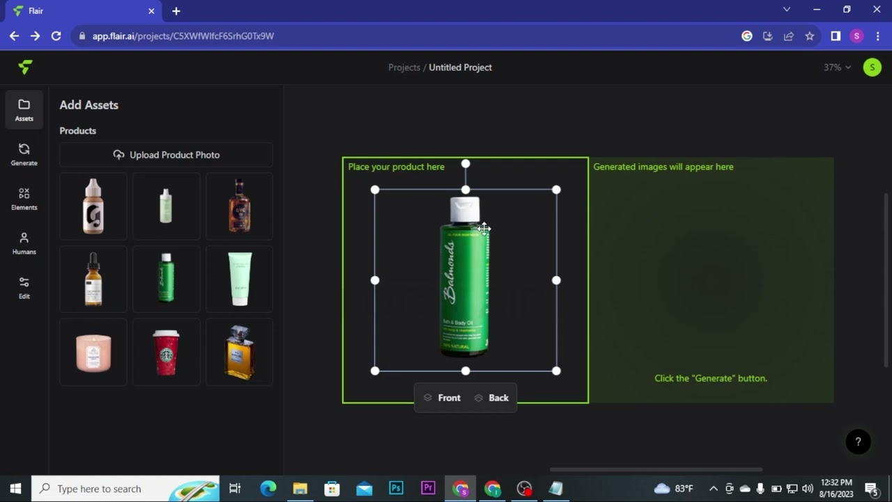 Interfejs Flair AI - wszechstronny darmowy edytor zdjęć produktów AI