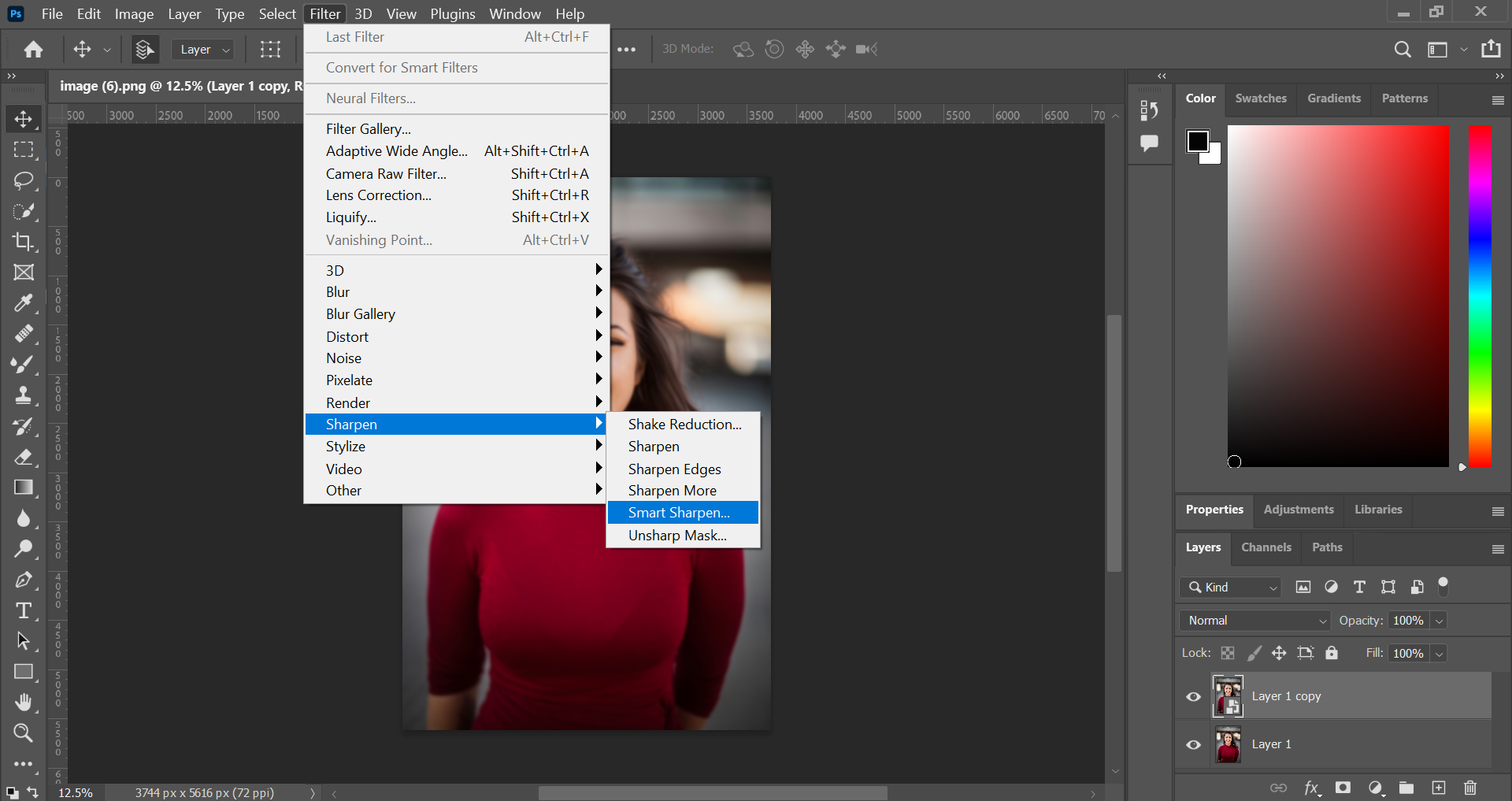 Wie schärft man ein Bild in Photoshop: Öffnen Sie Smart Sharpen
