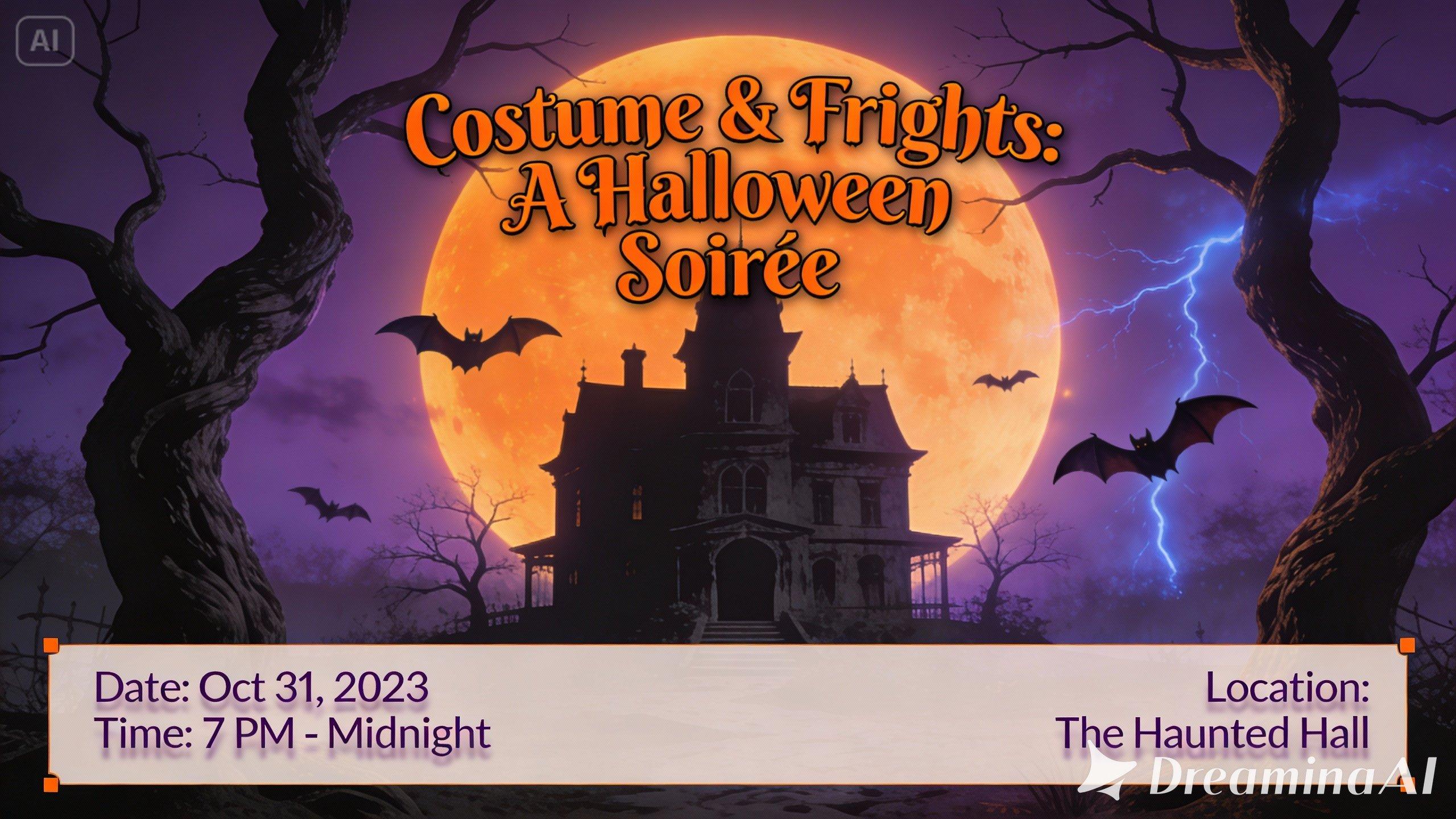 Spooky haunted house costume party invite