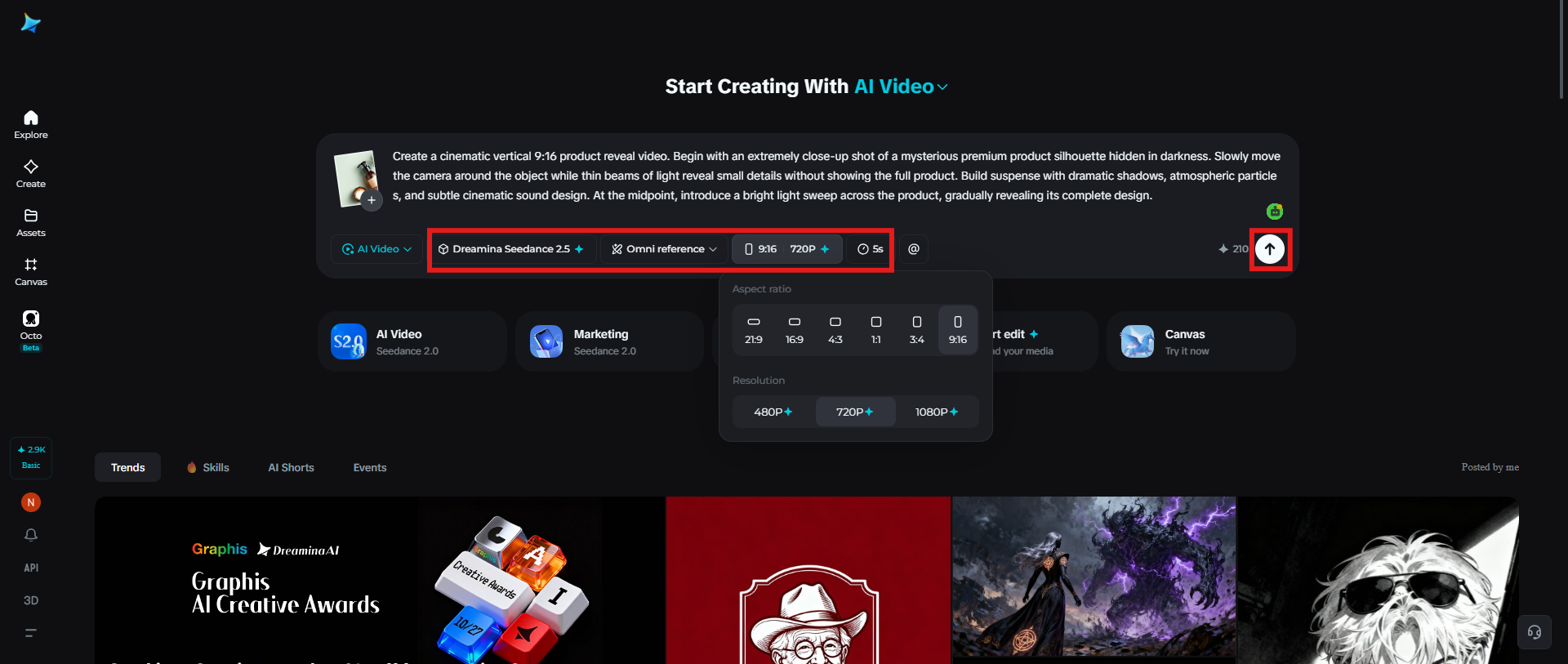 Adjust settings and generate