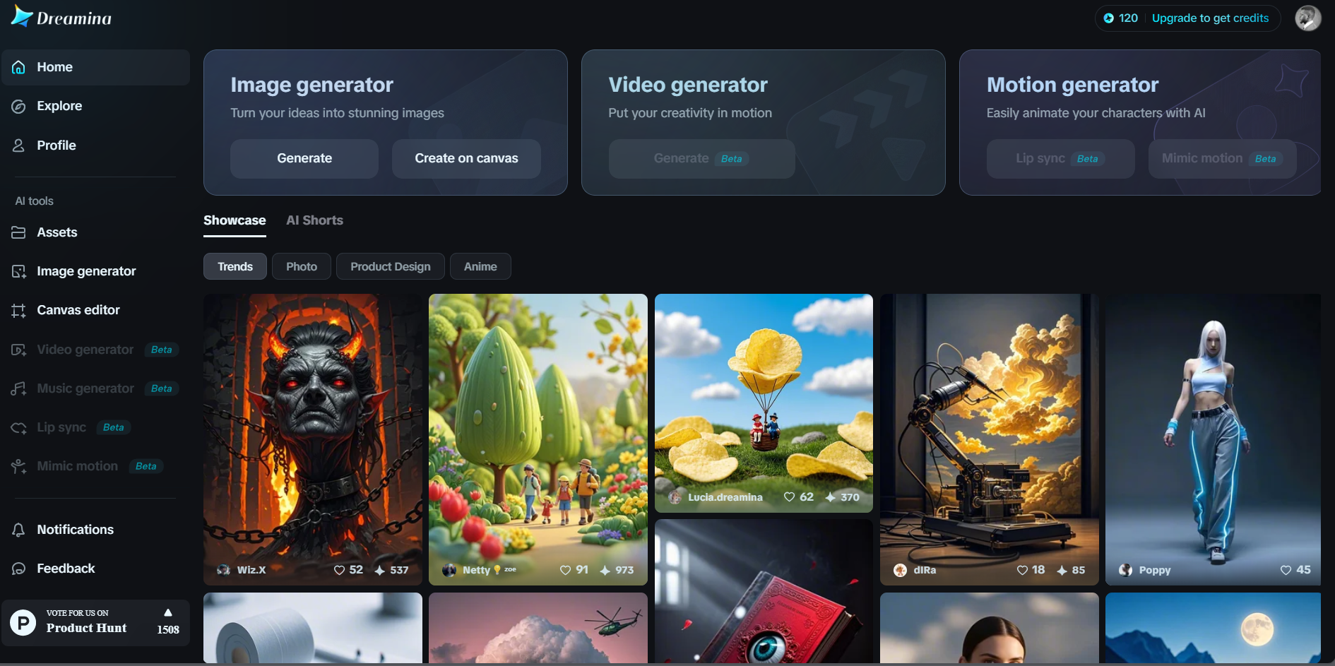 Dreamina  interface
