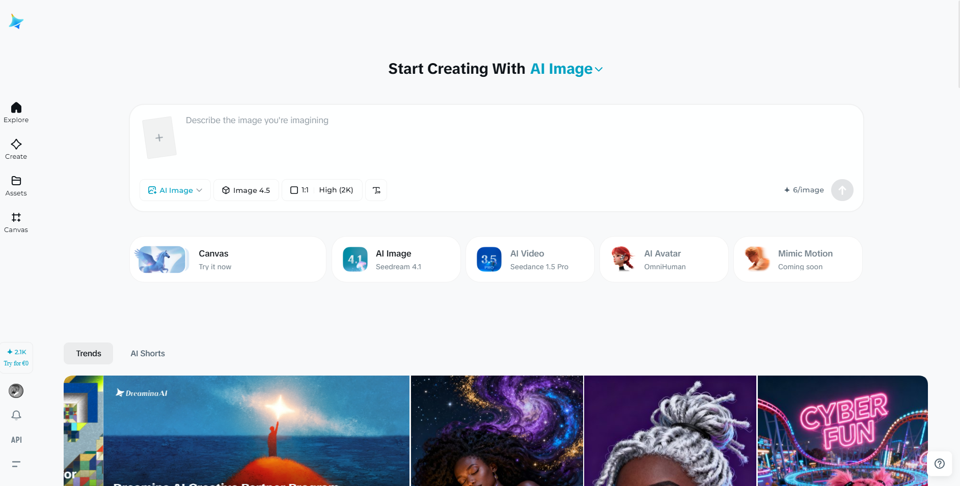 Dreamina-Homepage