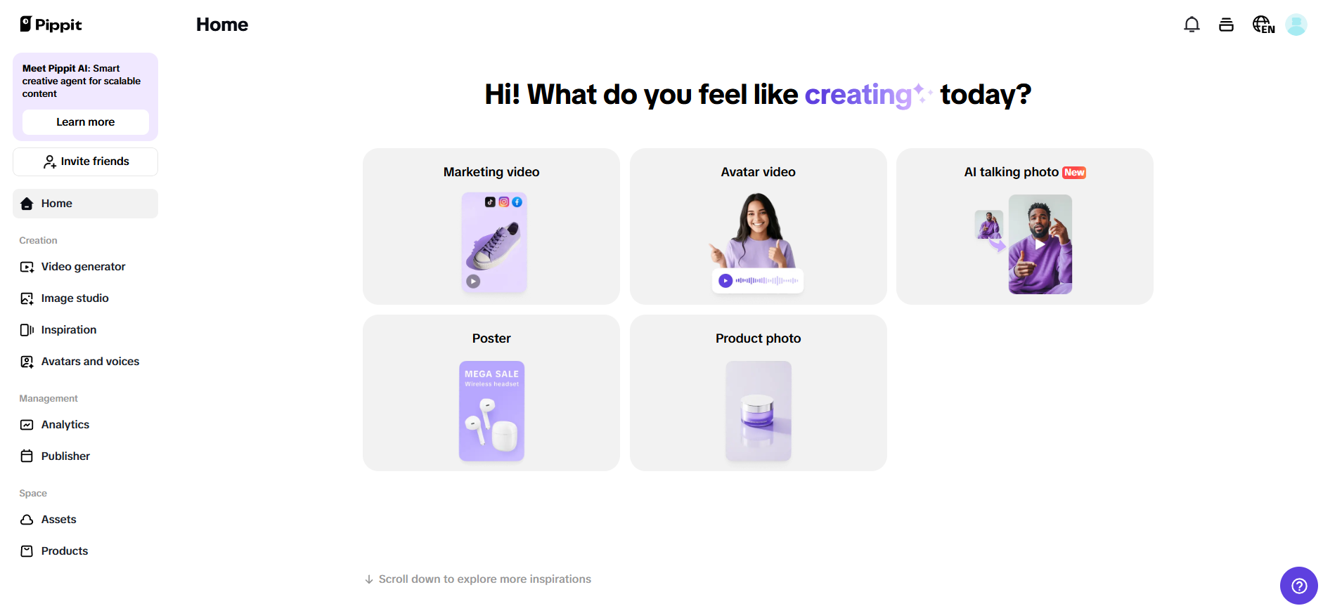 Homepage di Pippit