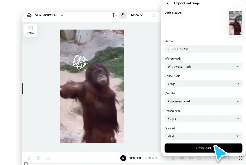 재미있는 동영상을 내보내고 공유하세요
