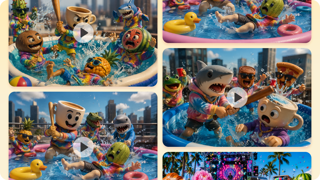 Explore multiple pool party scenery ideas with an AI Agent