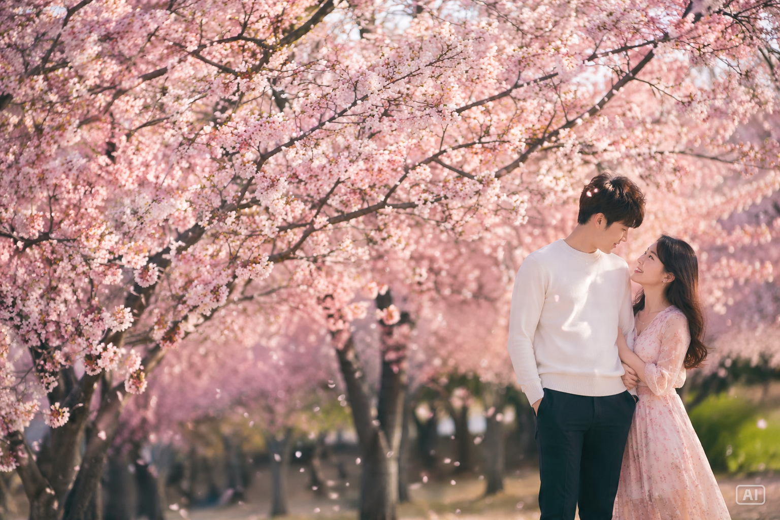 Couple cherry blossom wallpaper generated by Pippit