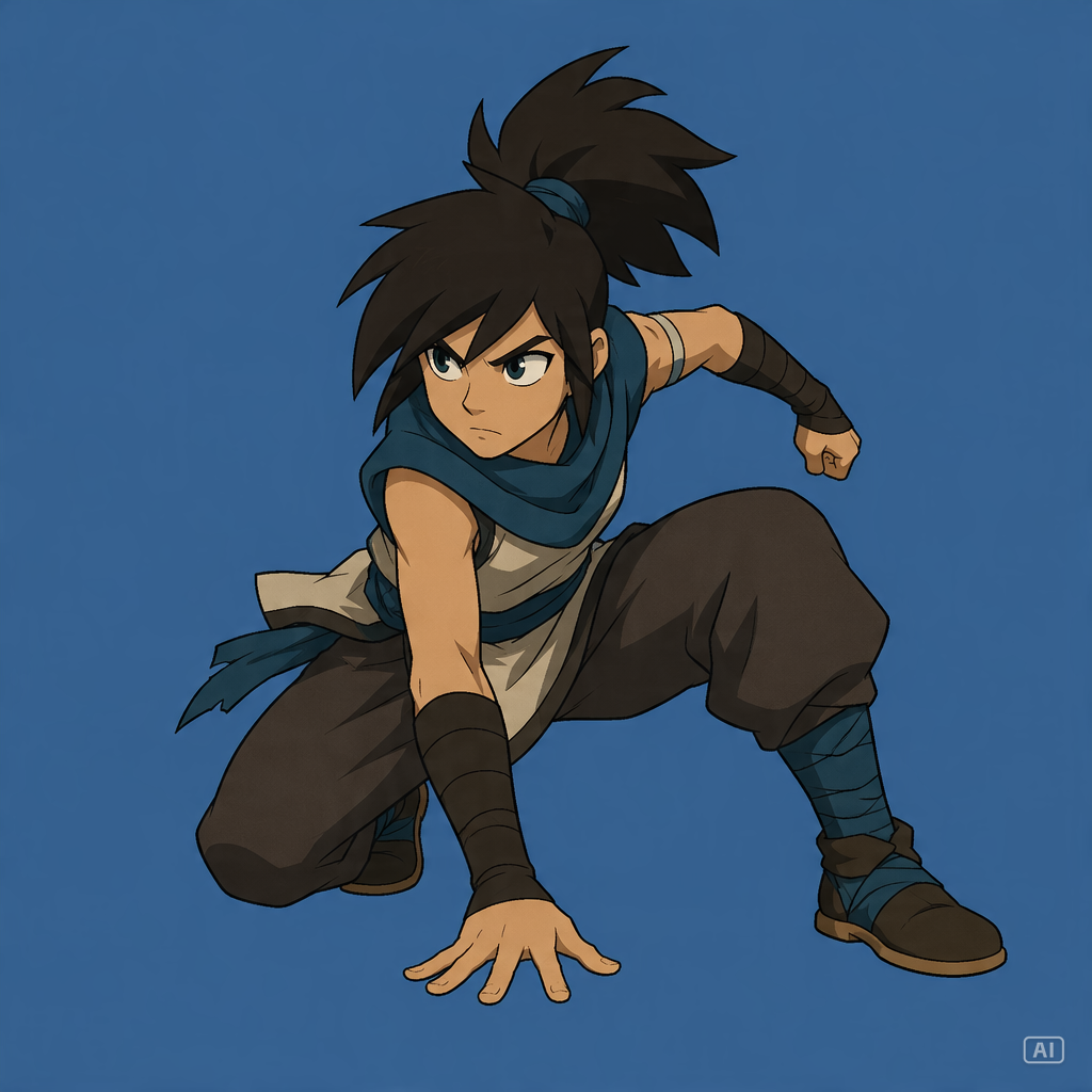 Crouch pose character reference generated by Pippit