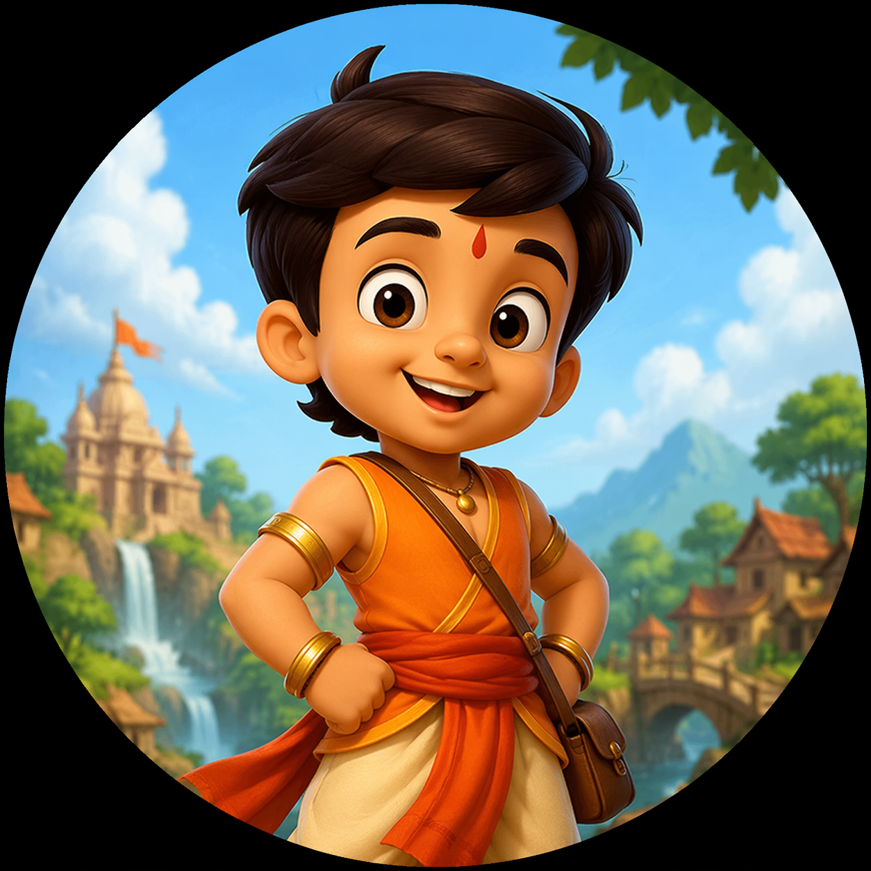 Dreamina Chota Bheem Raju AI contoh cepat video 3: Momen Teman Heroik