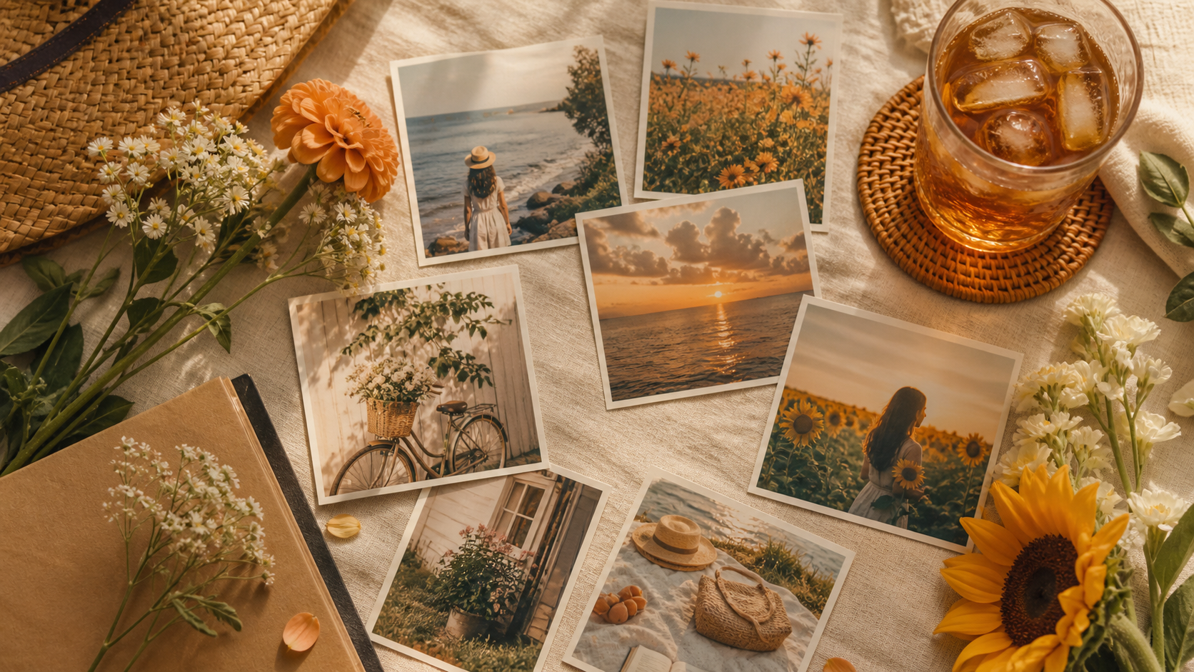 Agosto memorya flat lay