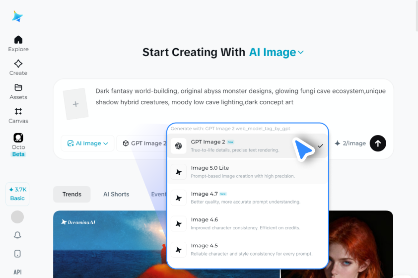  Choose the AI model and generate