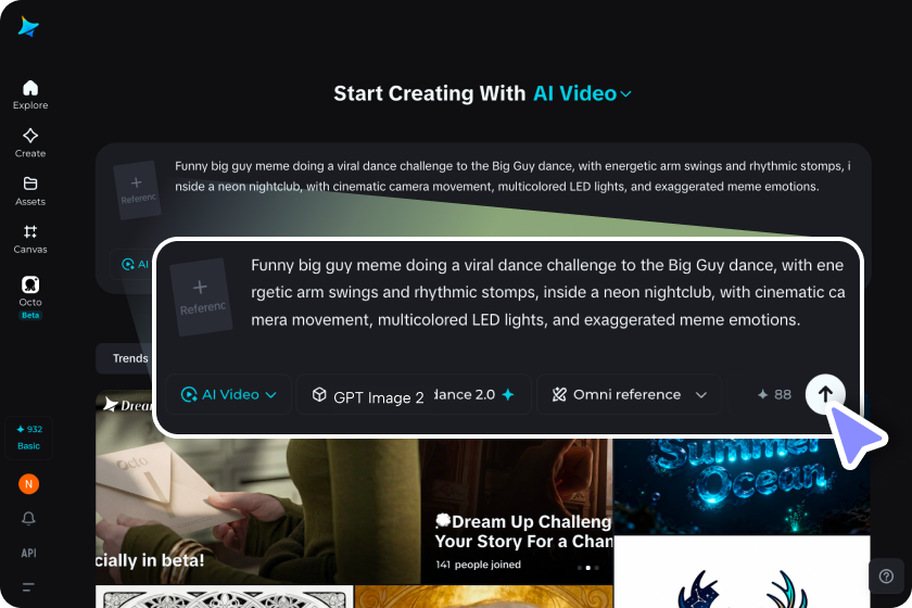 Ouvrez le générateur vidéo et écrivez votre invite