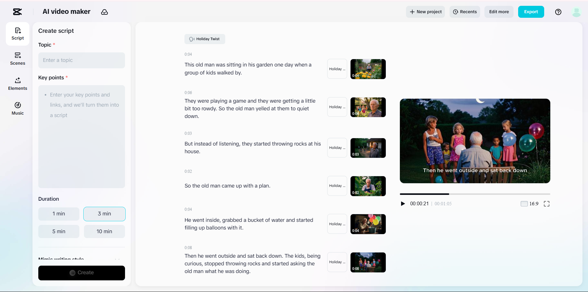 واجهة CapCut Web - أفضل أداة لإنشاء فيديوهات قصصية